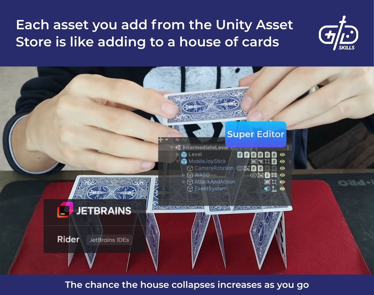Each asset you add from the Unity Asset Store is like adding to a house of cards