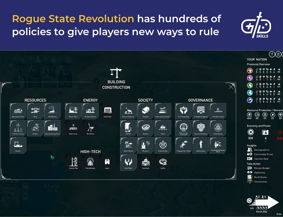 Rogue State Revolution has hundreds of policies to give players new ways to rule