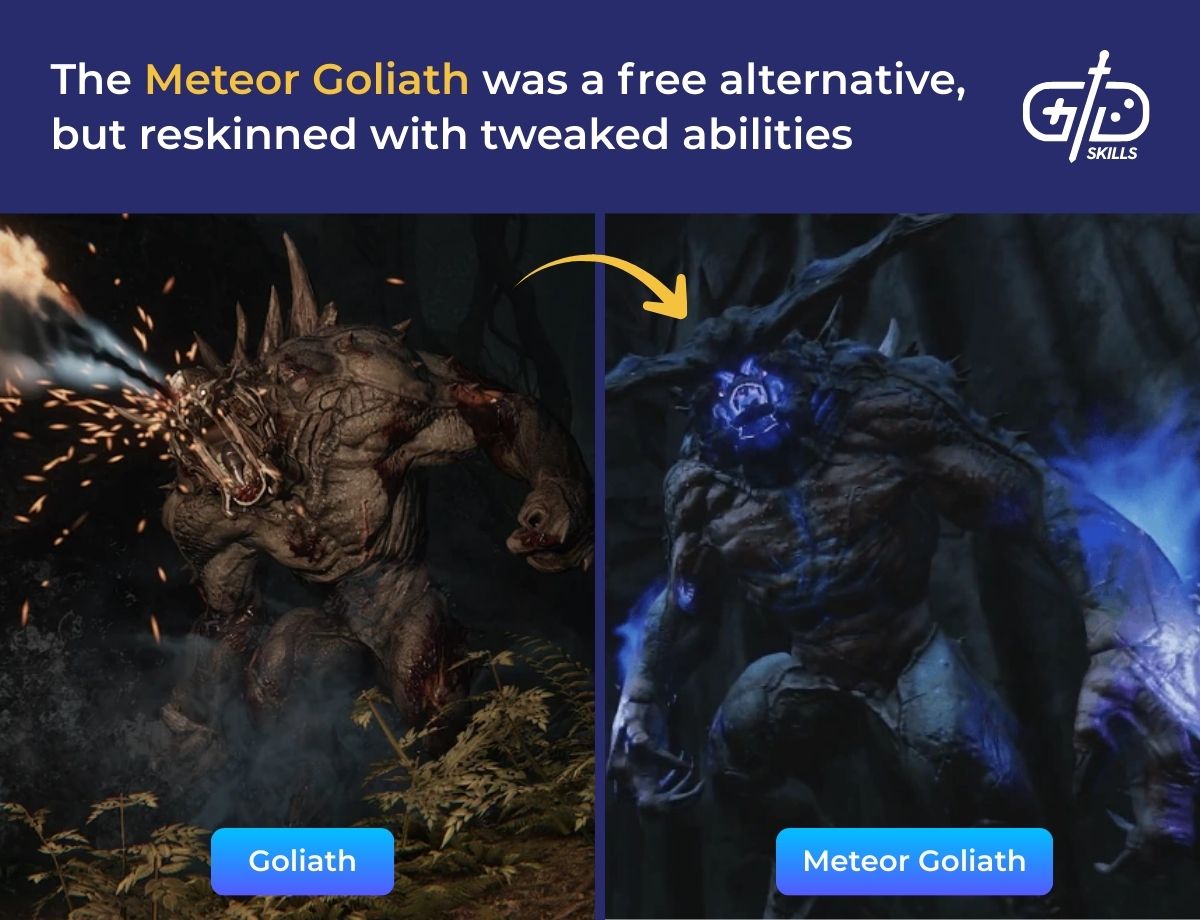 The Meteor Goliath was a free alternative, but reskinned with tweaked abilities