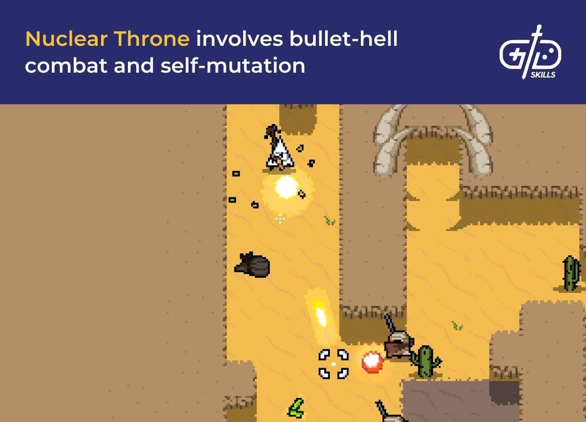 Nuclear Throne involves bullet-hell combat and self-mutation