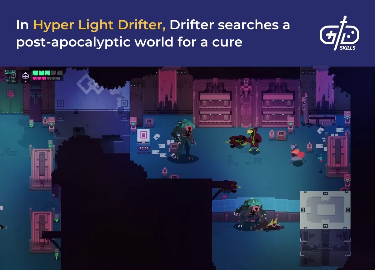 In Hyper Light Drifter, Drifter searches a post-apocalyptic world for a cure