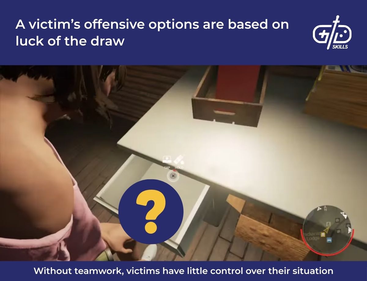 A victim's offensive options are based on luck of the draw