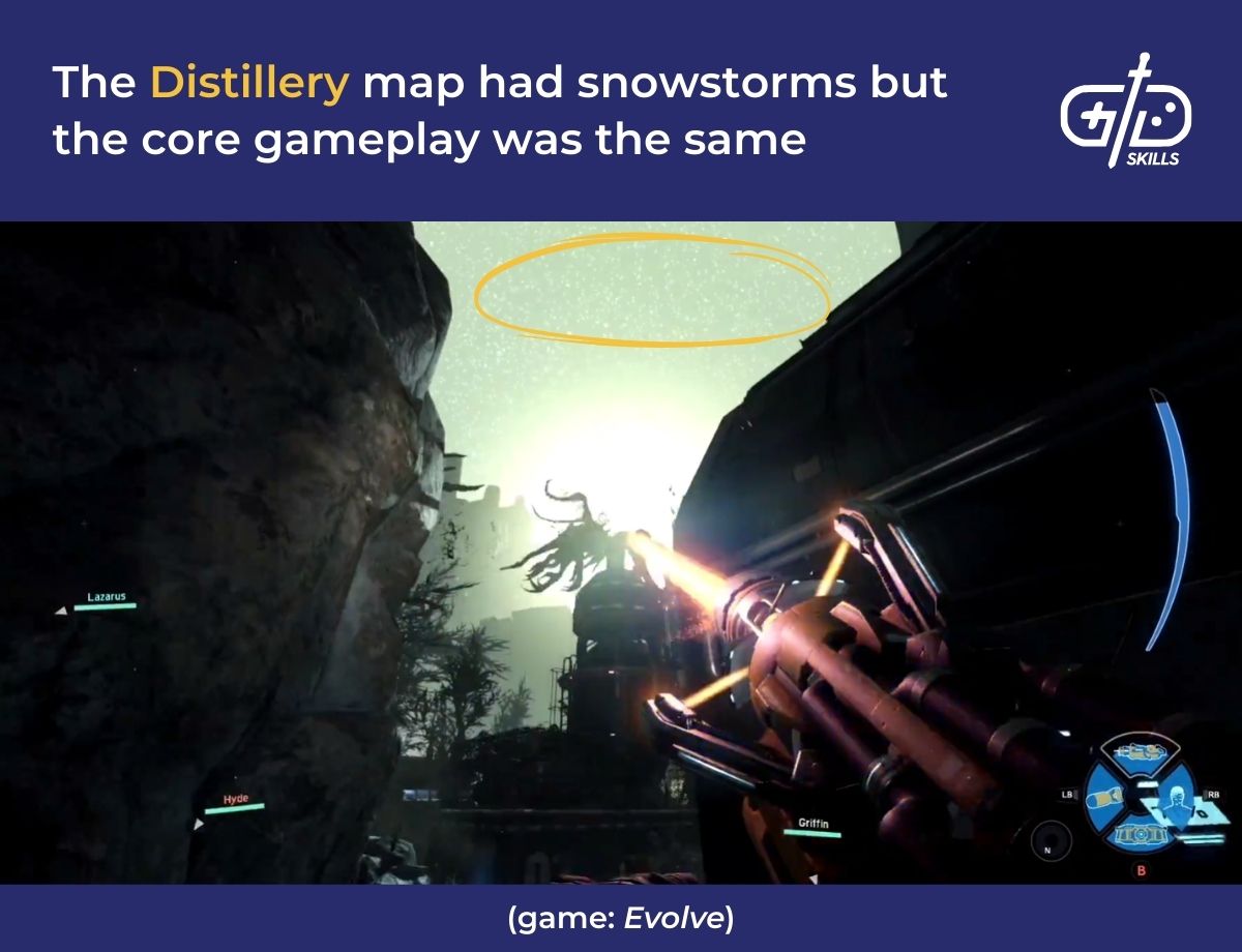 The Distillery map had snowstorms but
the core gameplay was the same