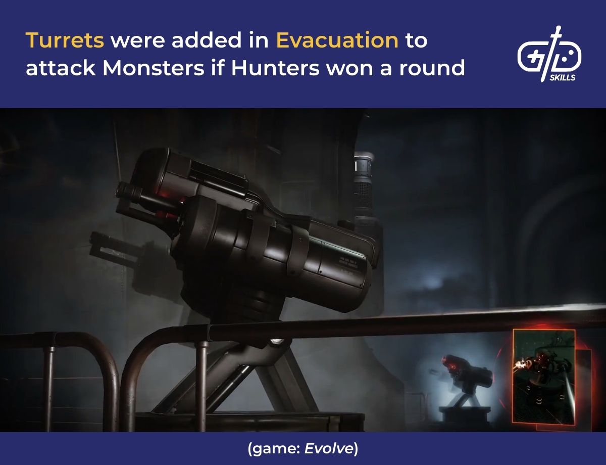 Turrets were added in Evacuation to attack Monsters if Hunters won a round