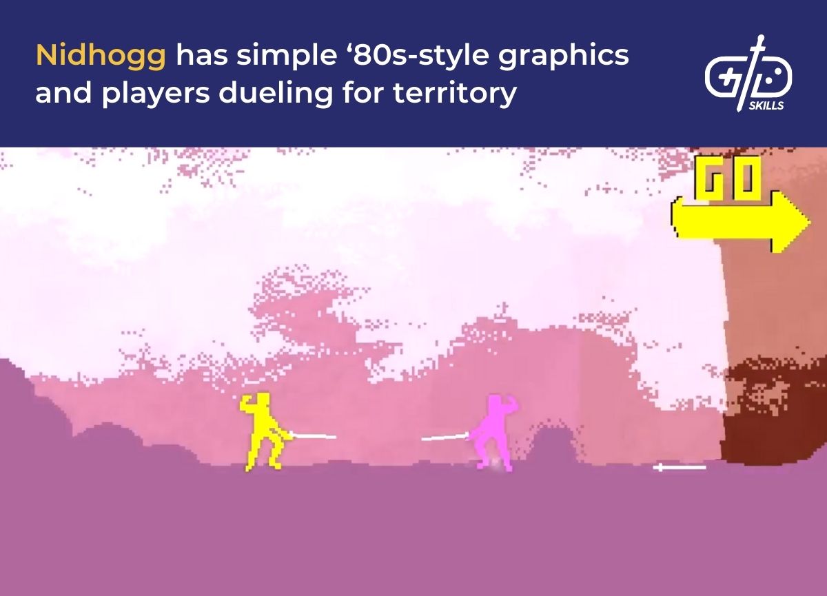 Nidhogg has simple '80s-style graphics and players dueling for territory