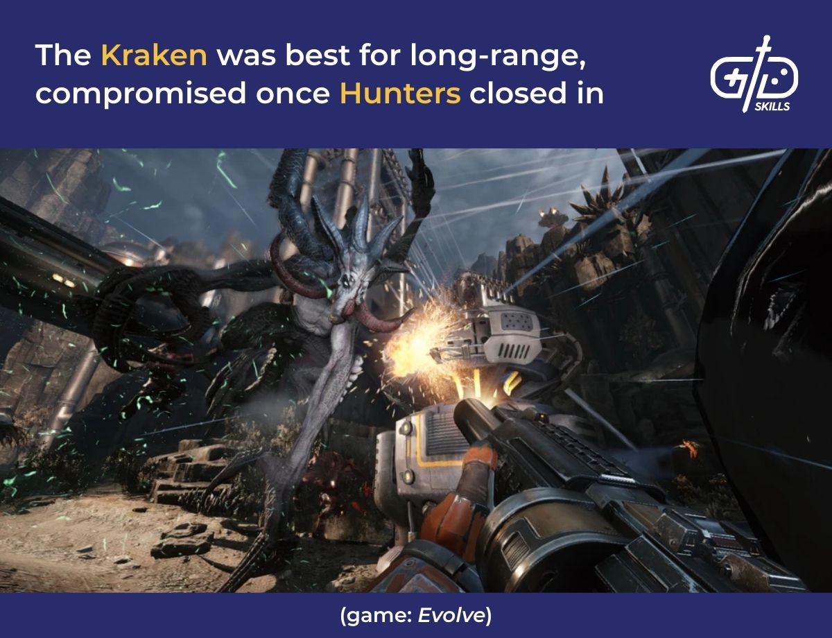 The Kraken was best for long-range, compromised once Hunters closed in