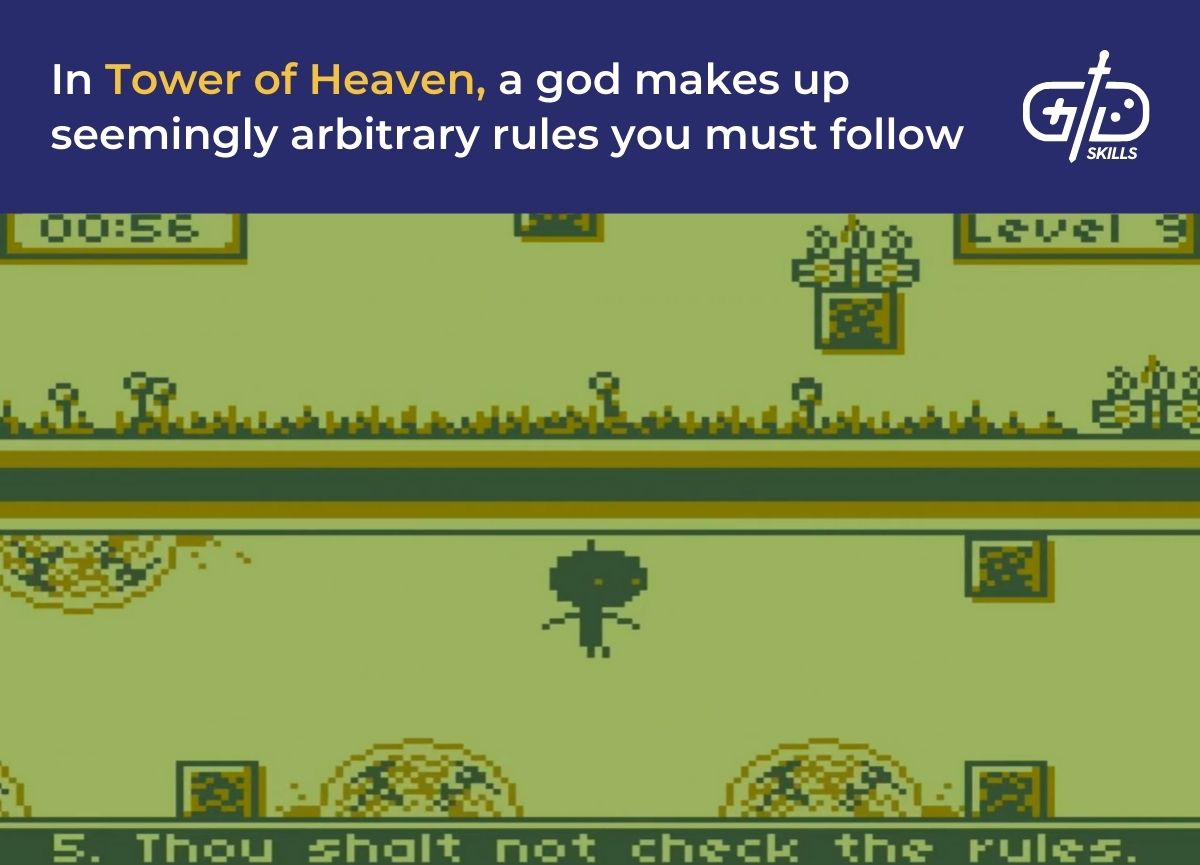 In Tower of Heaven, a god makes up seemingly arbitrary rules you must follow
