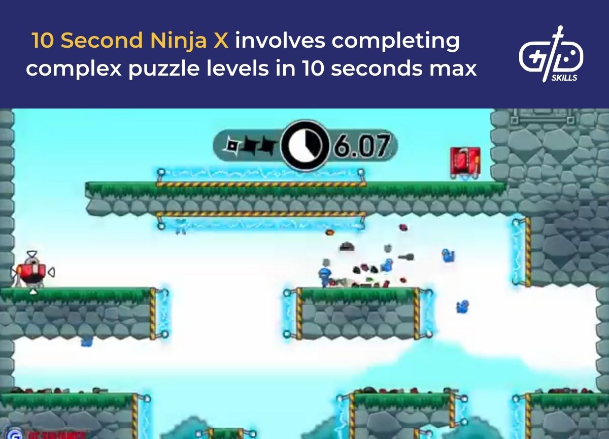 10 Second Ninja X involves completing complex puzzle levels in 10 seconds max