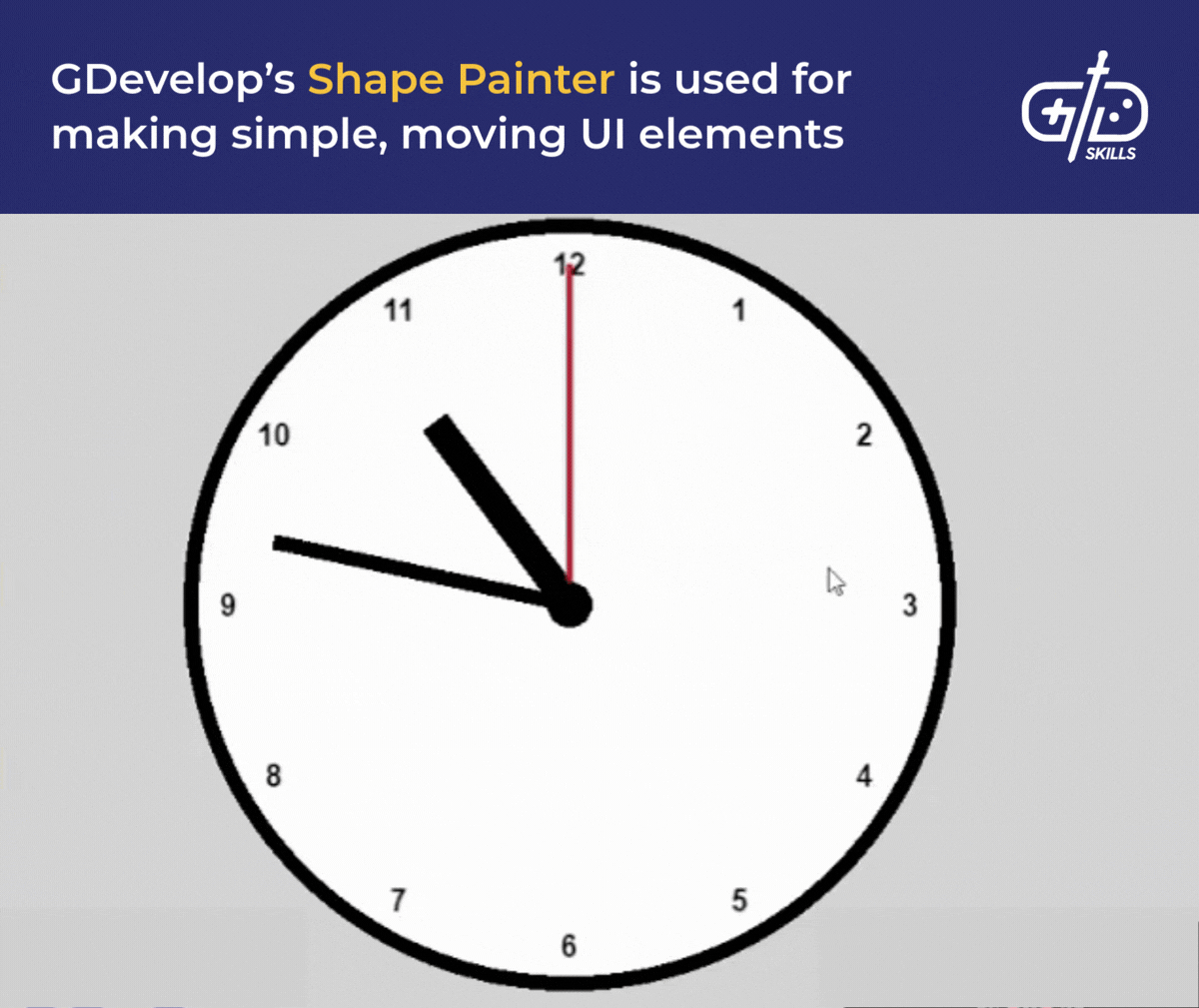 GDevelop's Shape Painter is used for making simple, moving UI elements