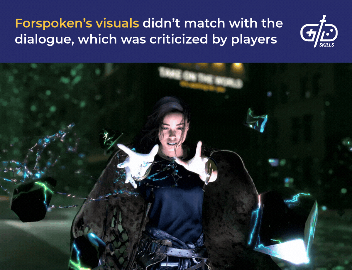 Forspoken's visuals didn't match with the dialogue, which was criticized by players
