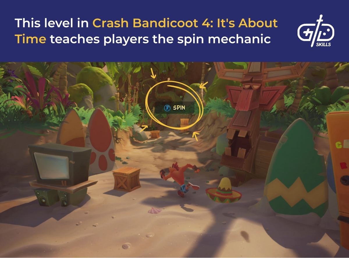 This level in Crash Bandicoot 4: It's About Time teaches players the spin mechanic