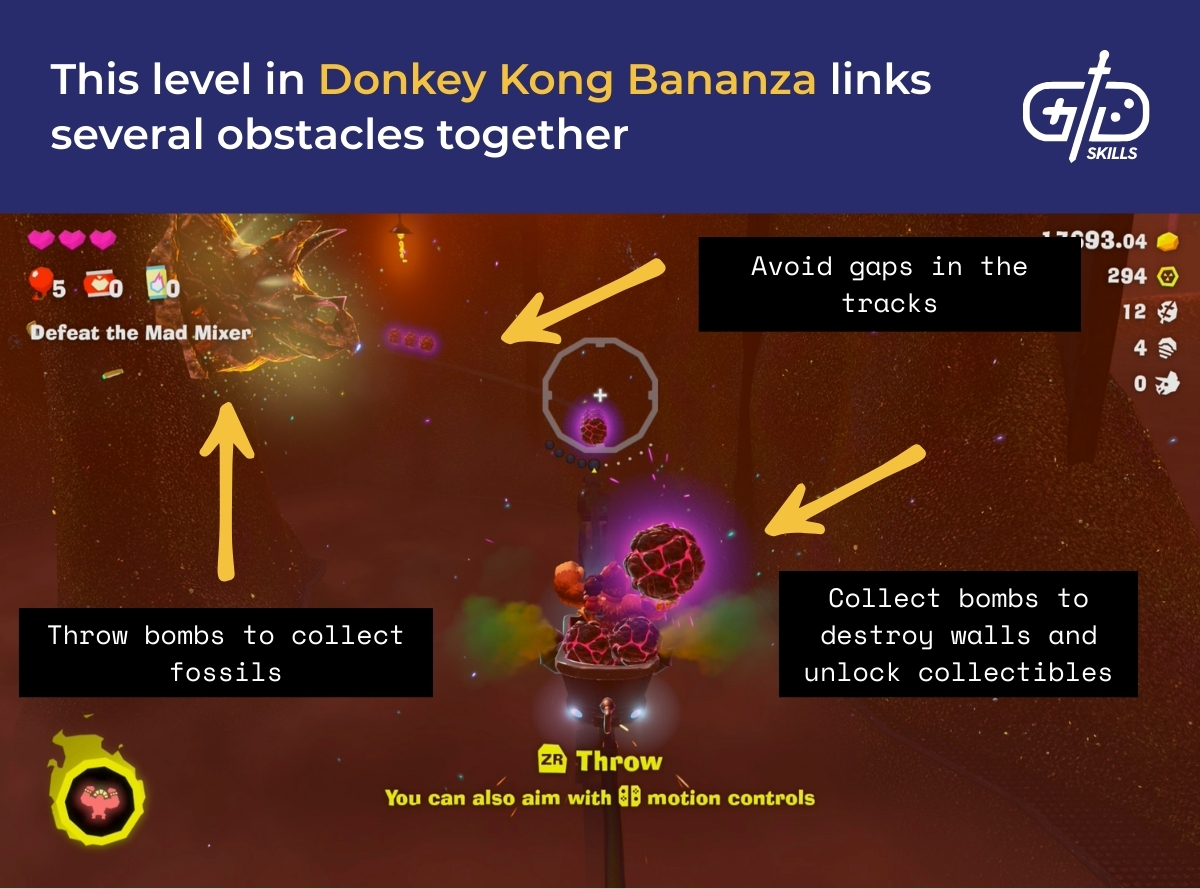 This level in Donkey Kong Bananza links several obstacles together