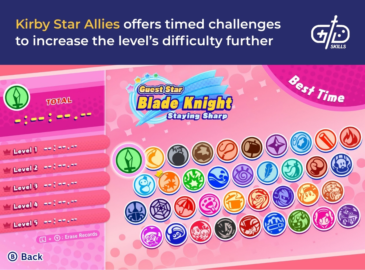 Kirby Star Allies offers timed challenges to increase the level's difficulty further